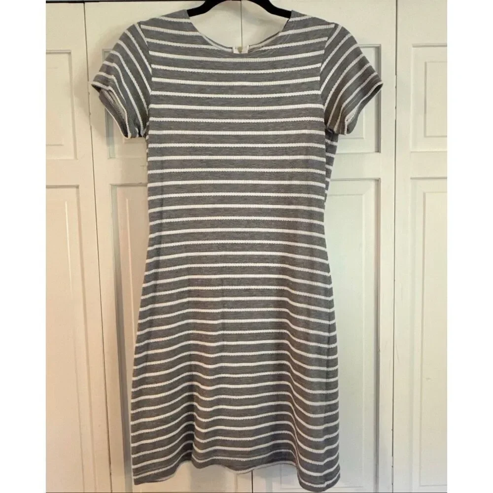 Sail to Sable grey and white striped crewneck shift nautical dress size xs - Picture 2 of 11